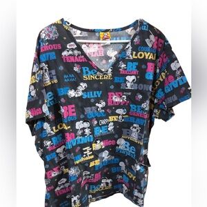 Peanut Scrub Top XXL Snoopy 100% Cotton, 2 front pockets
